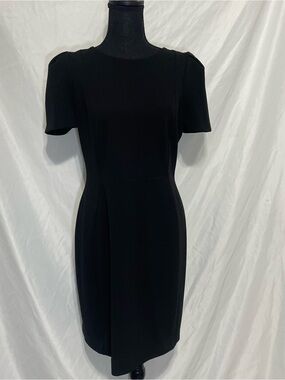 Calvin Klein Crew Neck Short Tulip Sleeve Black Sheath Stretch Dress size 10